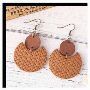 Bohemian Rattan & Wood Hoop Earrings